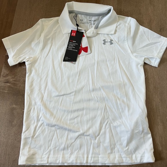 Under Armour Other - New with tags kids white small under armour golf shirt